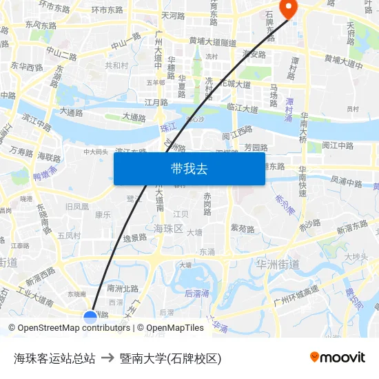 海珠客运站总站 to 暨南大学(石牌校区) map
