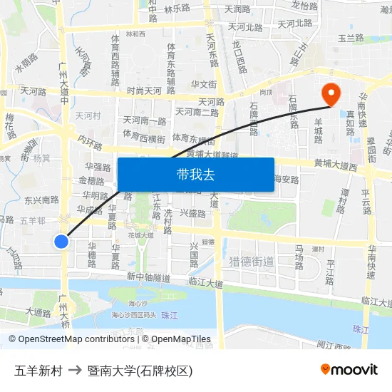 五羊新村 to 暨南大学(石牌校区) map