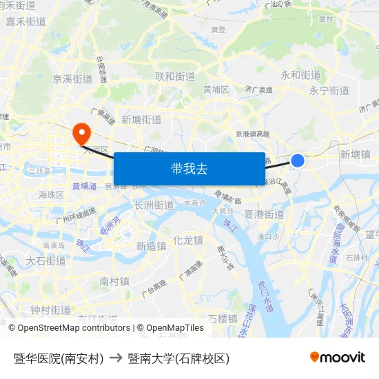 暨华医院(南安村) to 暨南大学(石牌校区) map