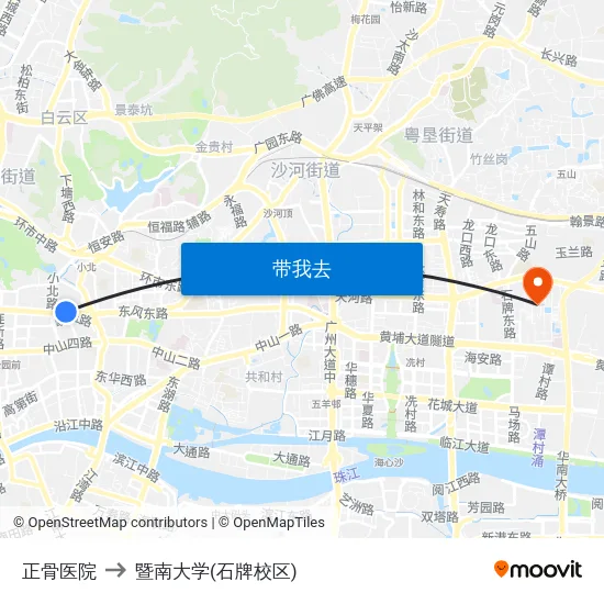 正骨医院 to 暨南大学(石牌校区) map