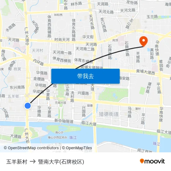 五羊新村 to 暨南大学(石牌校区) map