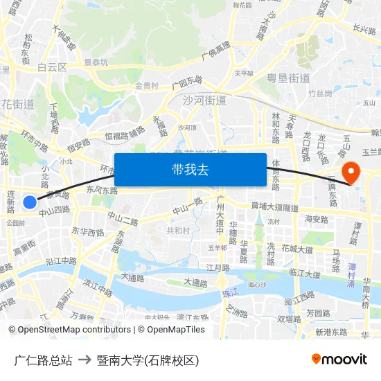 广仁路总站 to 暨南大学(石牌校区) map
