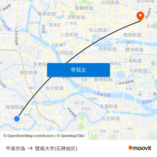 平南市场 to 暨南大学(石牌校区) map