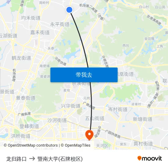 龙归路口 to 暨南大学(石牌校区) map