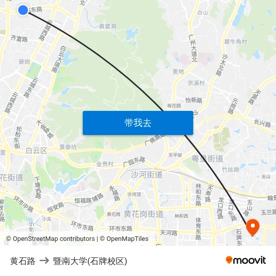 黄石路 to 暨南大学(石牌校区) map
