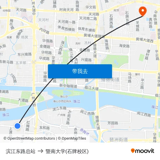 滨江东路总站 to 暨南大学(石牌校区) map