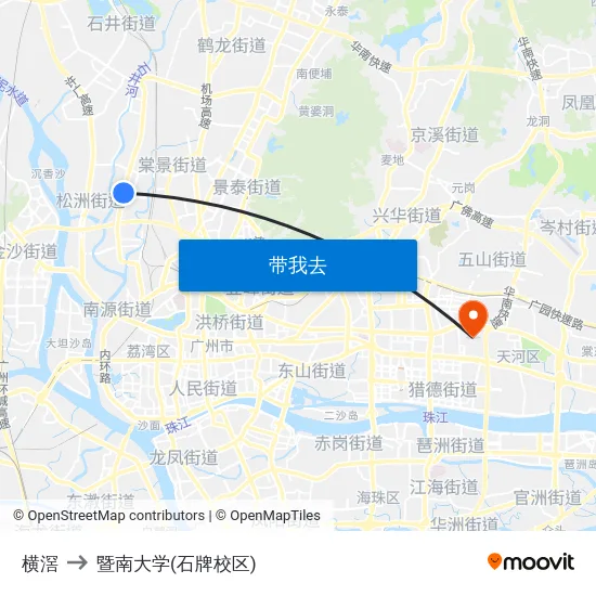 横滘 to 暨南大学(石牌校区) map
