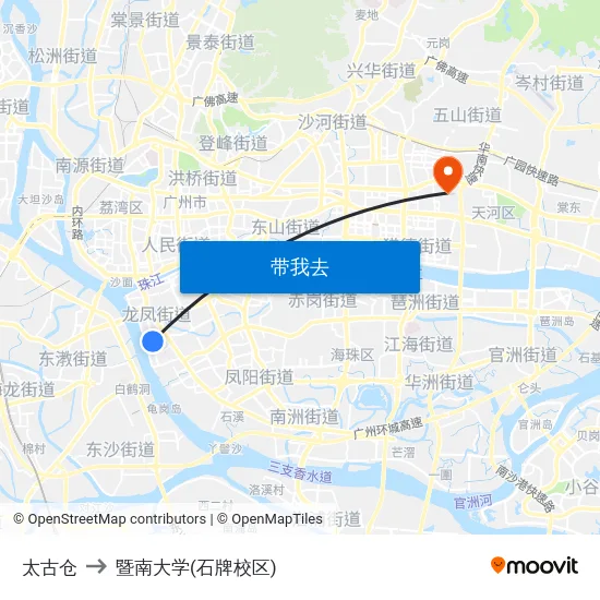 太古仓 to 暨南大学(石牌校区) map