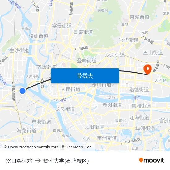 滘口客运站 to 暨南大学(石牌校区) map