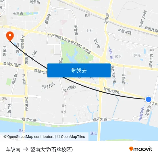 车陂南 to 暨南大学(石牌校区) map