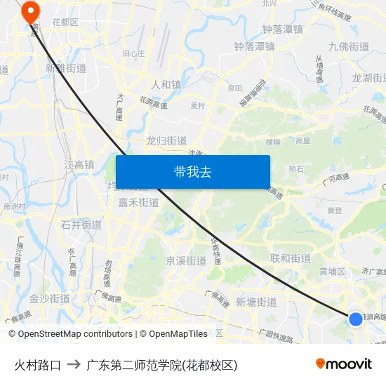 火村路口 to 广东第二师范学院(花都校区) map