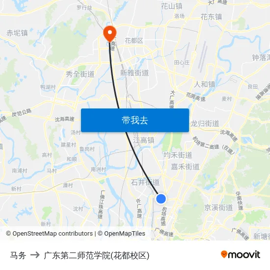 马务 to 广东第二师范学院(花都校区) map