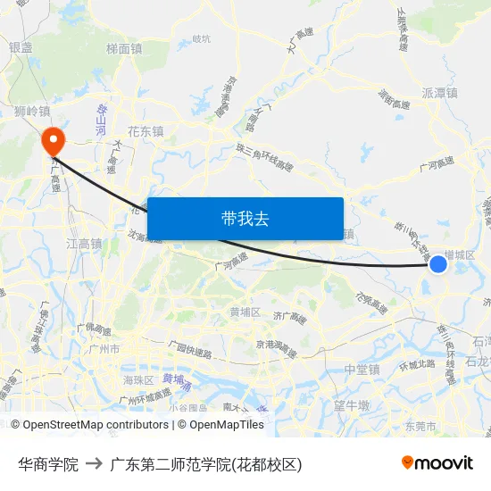 华商学院 to 广东第二师范学院(花都校区) map