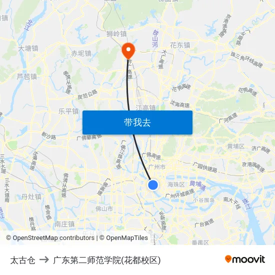 太古仓 to 广东第二师范学院(花都校区) map
