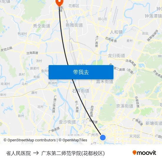 省人民医院 to 广东第二师范学院(花都校区) map