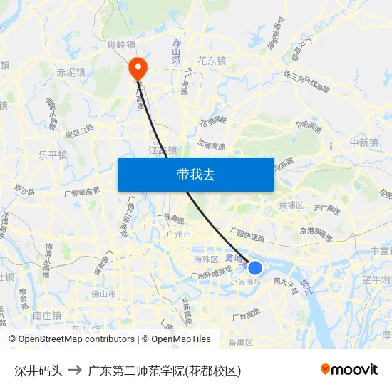 深井码头 to 广东第二师范学院(花都校区) map