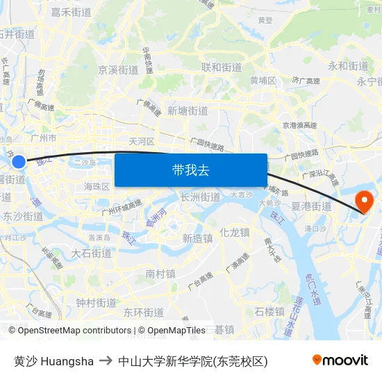 黄沙 Huangsha to 中山大学新华学院(东莞校区) map