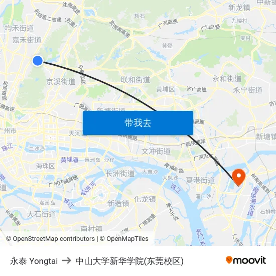 永泰 Yongtai to 中山大学新华学院(东莞校区) map
