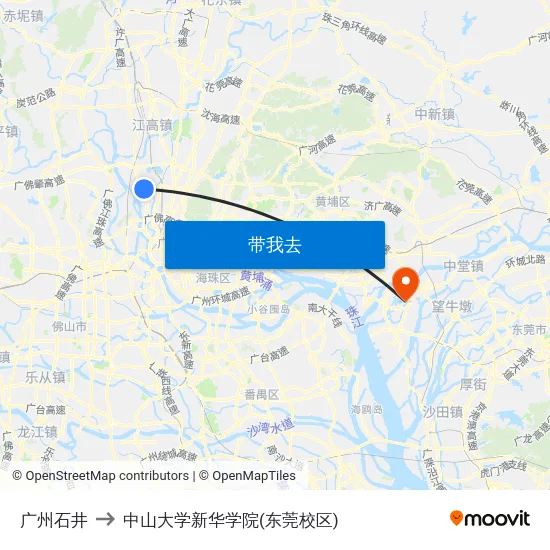 广州石井 to 中山大学新华学院(东莞校区) map
