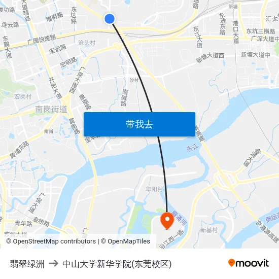 翡翠绿洲 to 中山大学新华学院(东莞校区) map