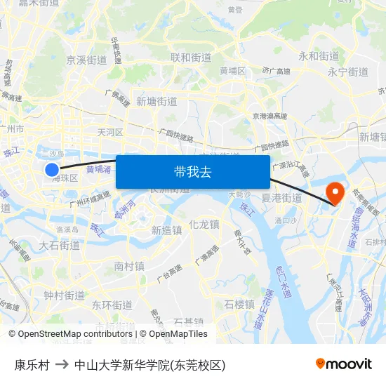 康乐村 to 中山大学新华学院(东莞校区) map