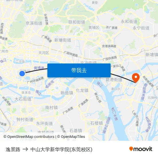 逸景路 to 中山大学新华学院(东莞校区) map