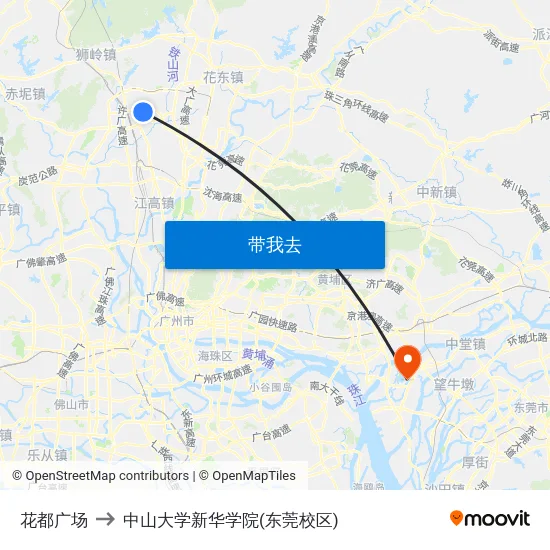花都广场 to 中山大学新华学院(东莞校区) map