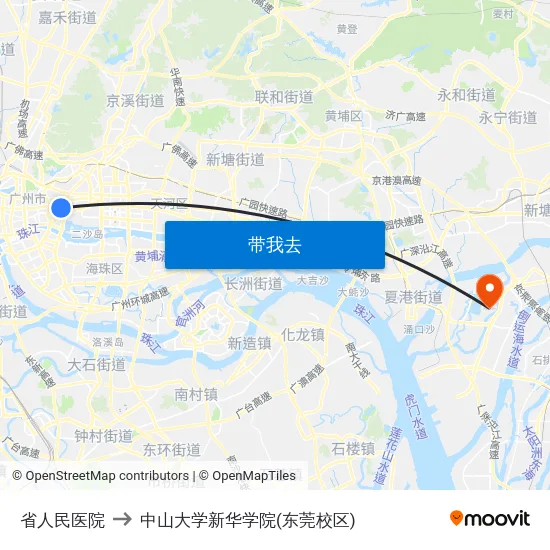 省人民医院 to 中山大学新华学院(东莞校区) map