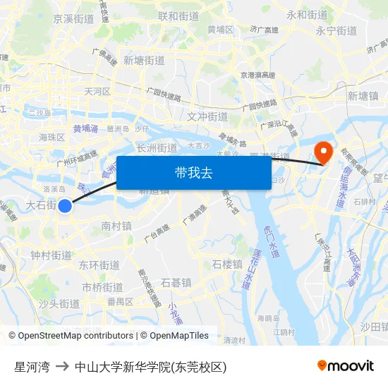星河湾 to 中山大学新华学院(东莞校区) map