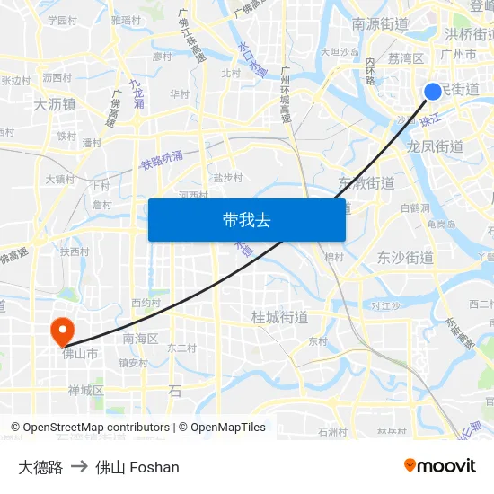 大德路 to 佛山 Foshan map