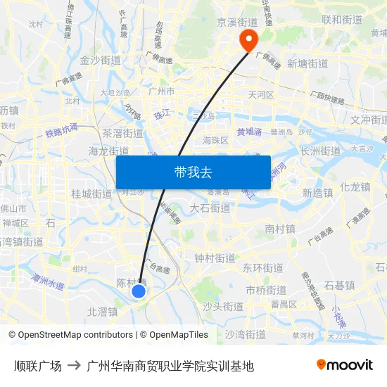 顺联广场 to 广州华南商贸职业学院实训基地 map