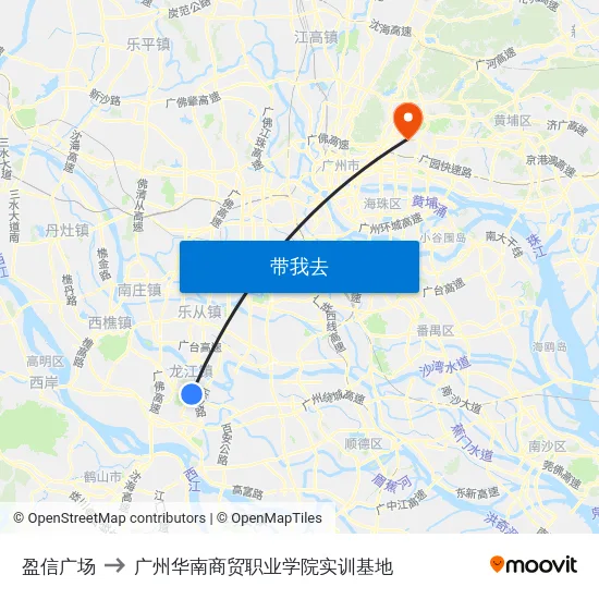 盈信广场 to 广州华南商贸职业学院实训基地 map