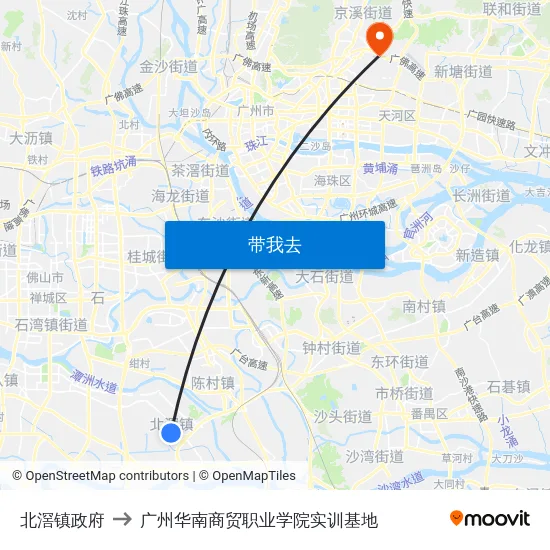 北滘镇政府 to 广州华南商贸职业学院实训基地 map