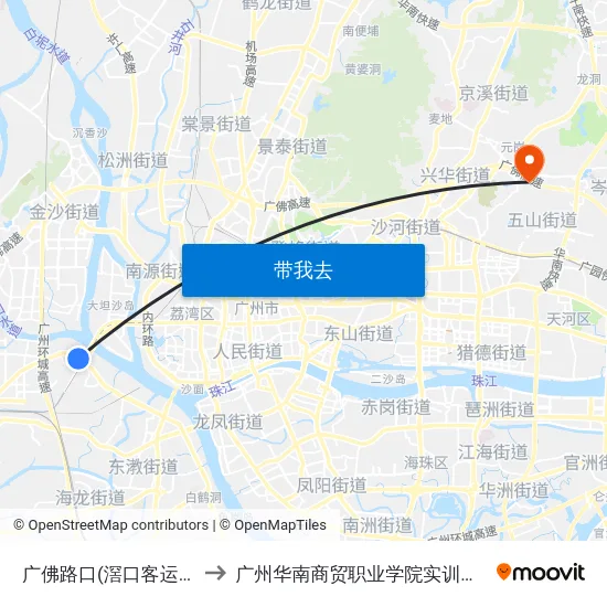 广佛路口(滘口客运站) to 广州华南商贸职业学院实训基地 map