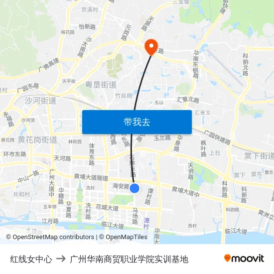 红线女中心 to 广州华南商贸职业学院实训基地 map