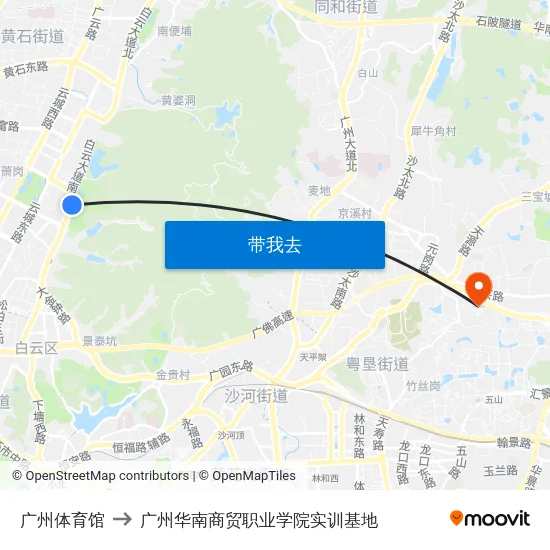 广州体育馆 to 广州华南商贸职业学院实训基地 map