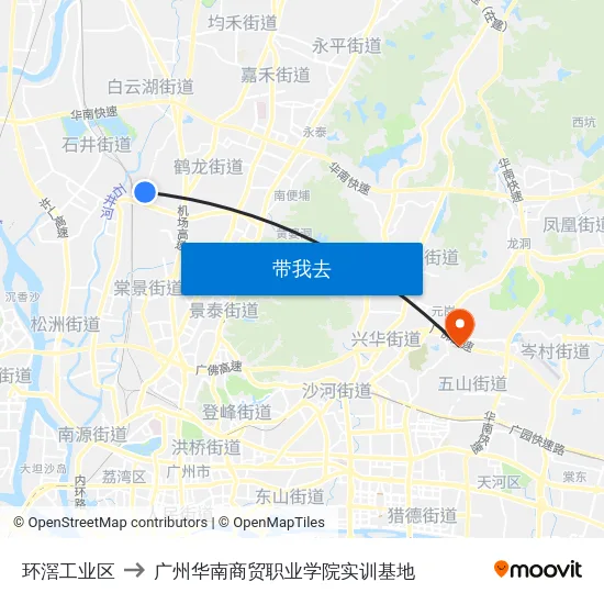环滘工业区 to 广州华南商贸职业学院实训基地 map