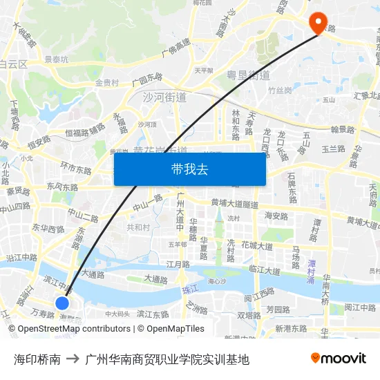 海印桥南 to 广州华南商贸职业学院实训基地 map