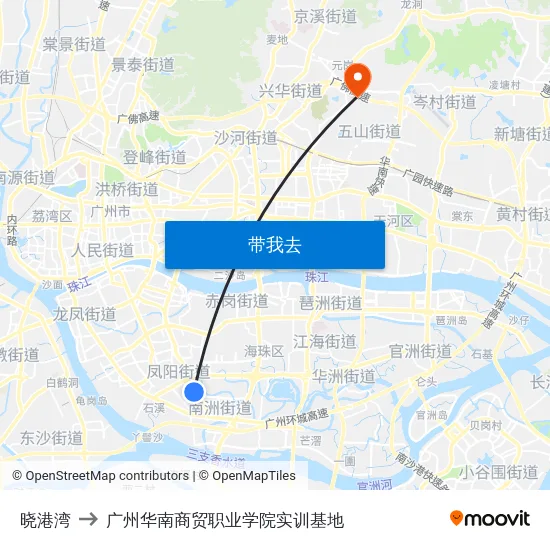 晓港湾 to 广州华南商贸职业学院实训基地 map