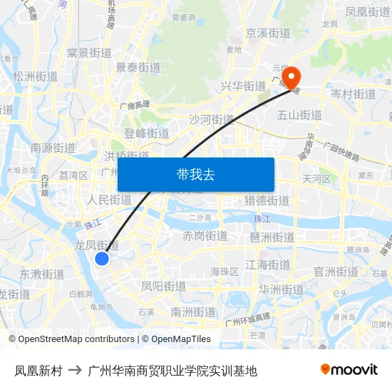 凤凰新村 to 广州华南商贸职业学院实训基地 map
