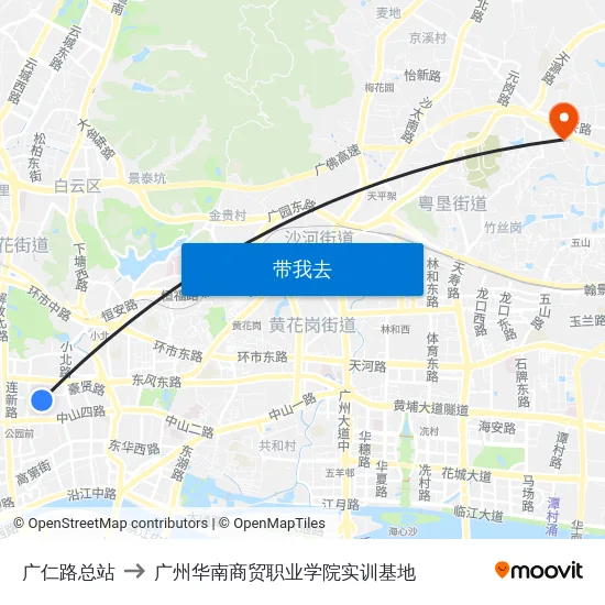 广仁路总站 to 广州华南商贸职业学院实训基地 map