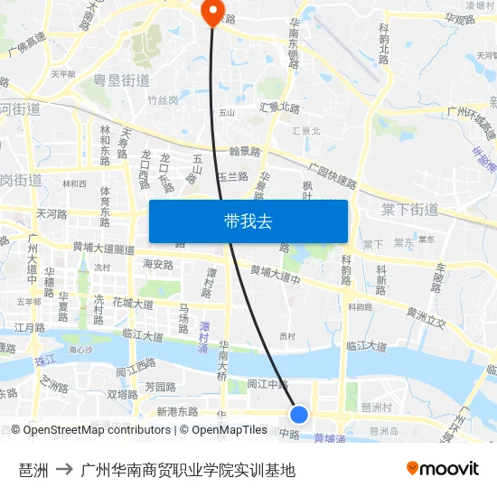 琶洲 to 广州华南商贸职业学院实训基地 map