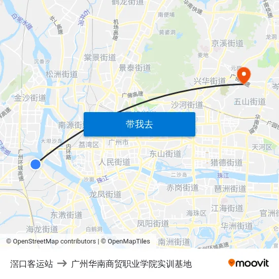 滘口客运站 to 广州华南商贸职业学院实训基地 map