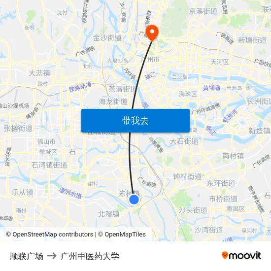 顺联广场 to 广州中医药大学 map