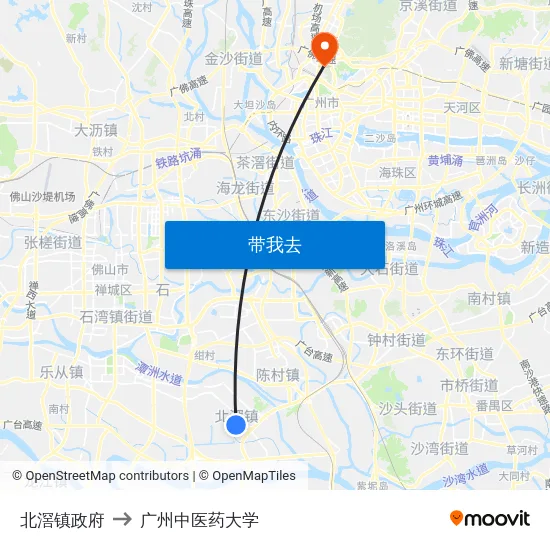 北滘镇政府 to 广州中医药大学 map