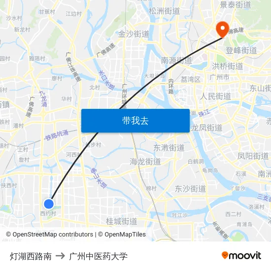 灯湖西路南 to 广州中医药大学 map