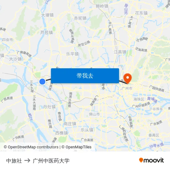 中旅社 to 广州中医药大学 map