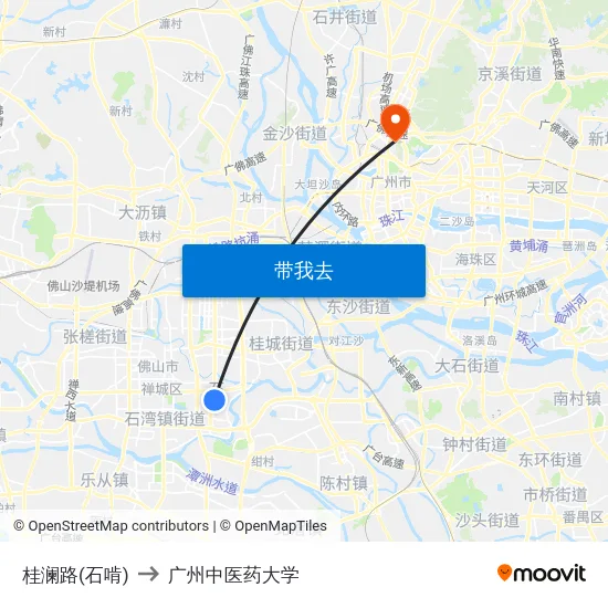 桂澜路(石啃) to 广州中医药大学 map