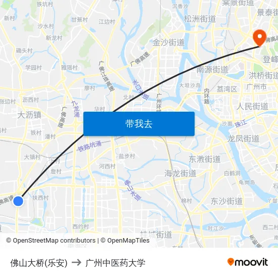 佛山大桥(乐安) to 广州中医药大学 map