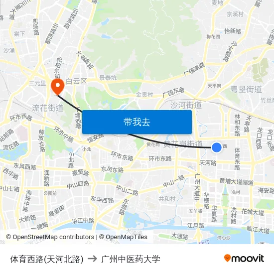 体育西路(天河北路) to 广州中医药大学 map